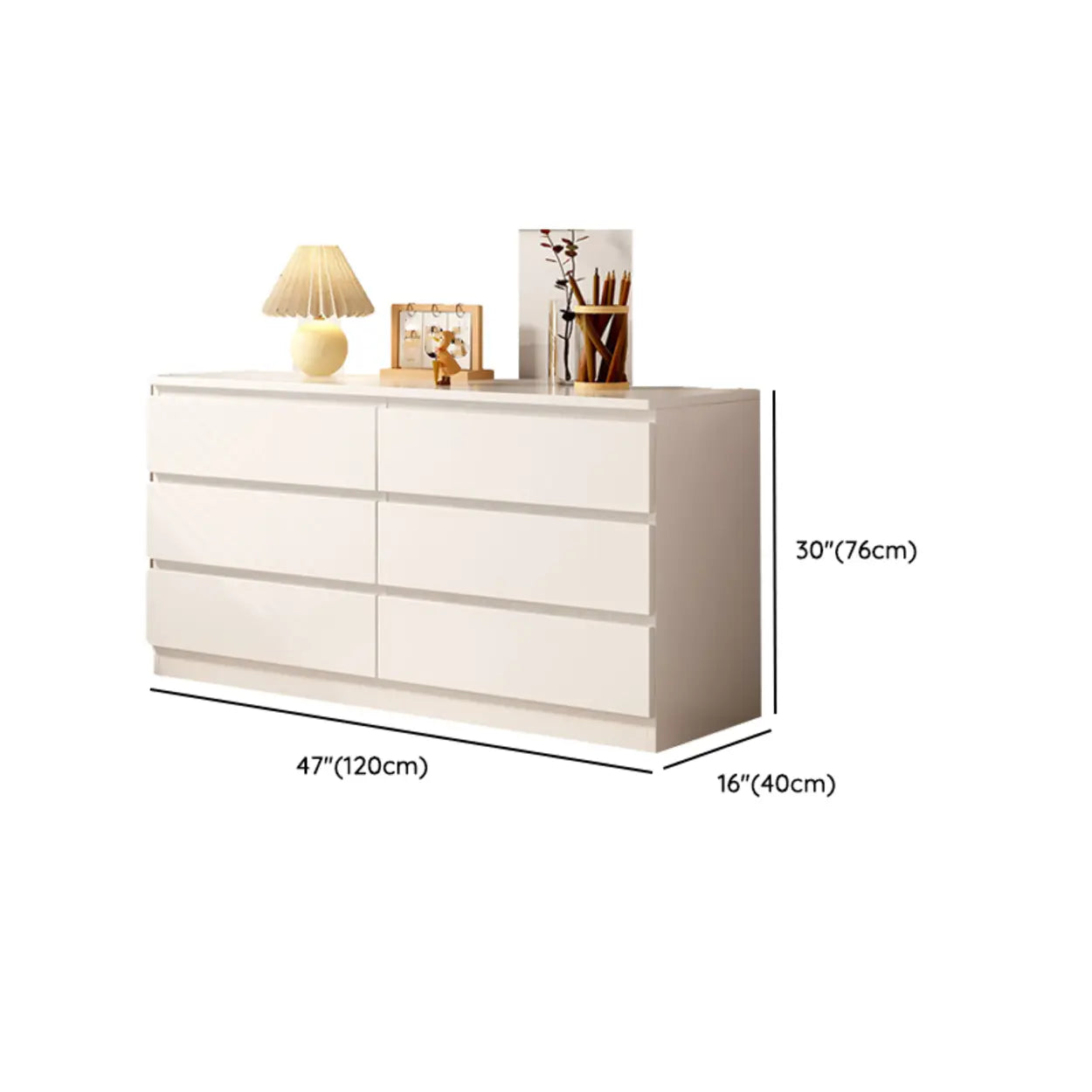 Simple Vertical White Hardwood Dresser with 5 Drawers