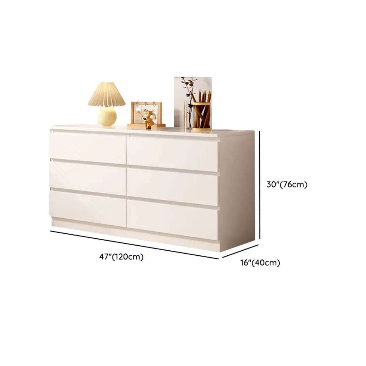 Simple Vertical White Hardwood Dresser with 5 Drawers