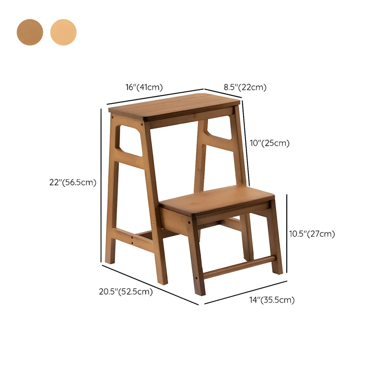Brown Foldable Wooden Tall Vanity Stool