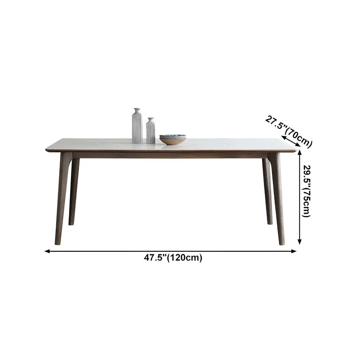 Modern Rectangular White Stone Dining Table