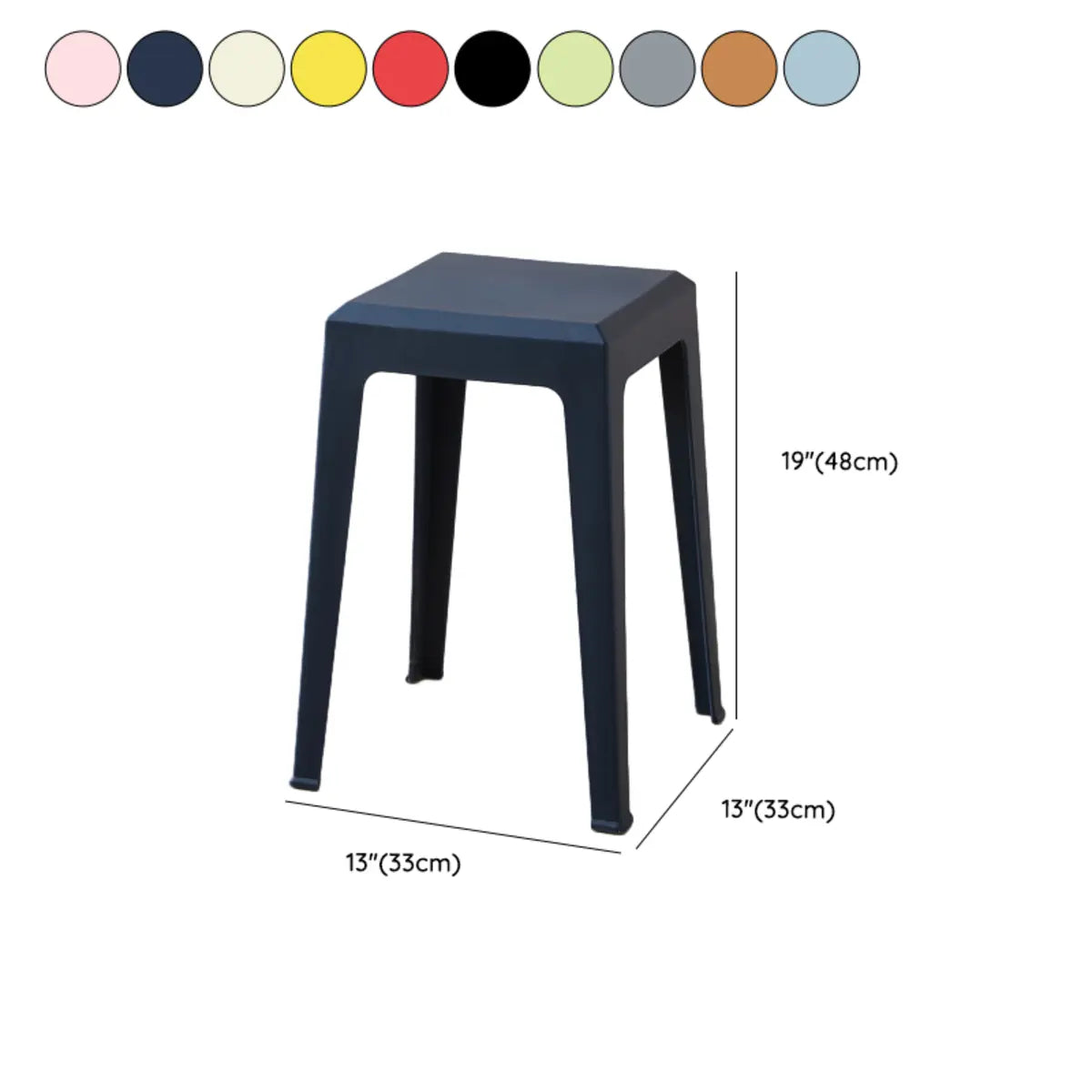 Multicolor Minimalist Square Plastic Backless Stool