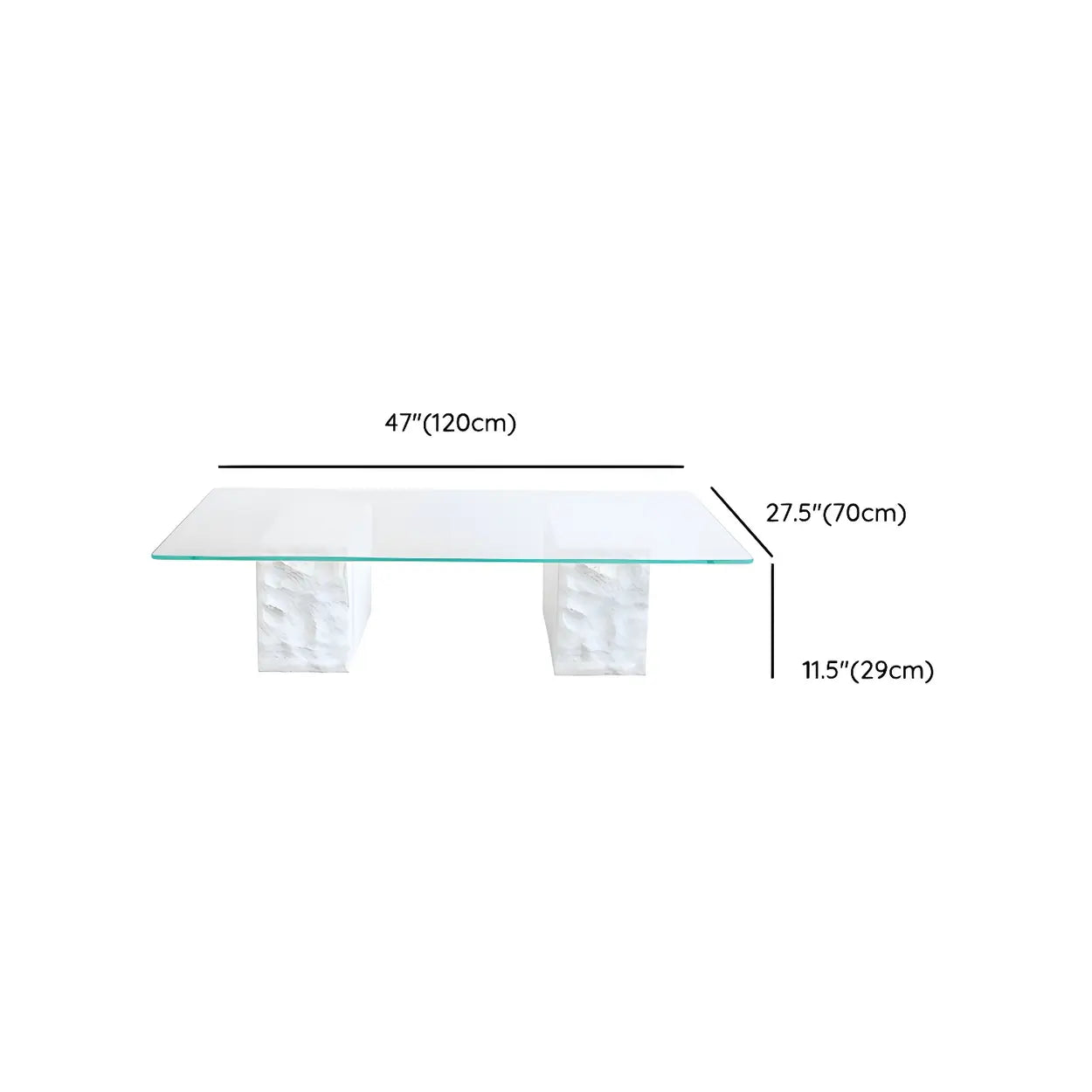 Clear Glass White Double-Pedestal Coffee Table