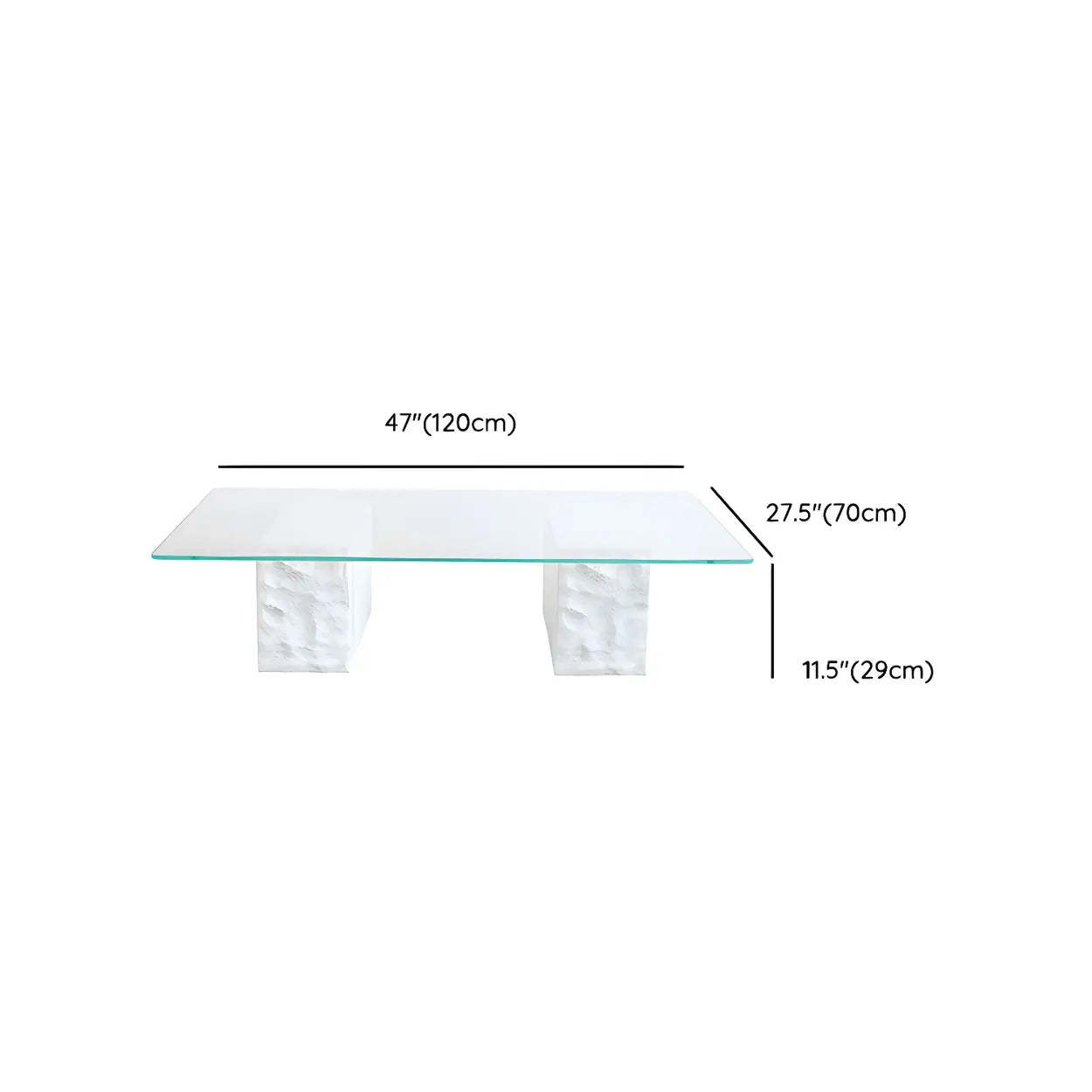 Clear Glass White Double-Pedestal Coffee Table