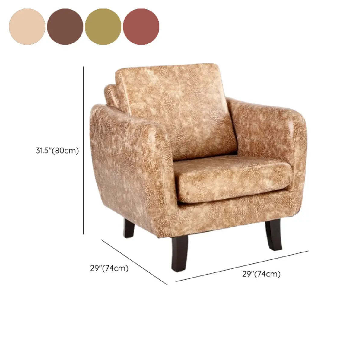 Ergonomic Brown Linen Wood Frame Arm Chair