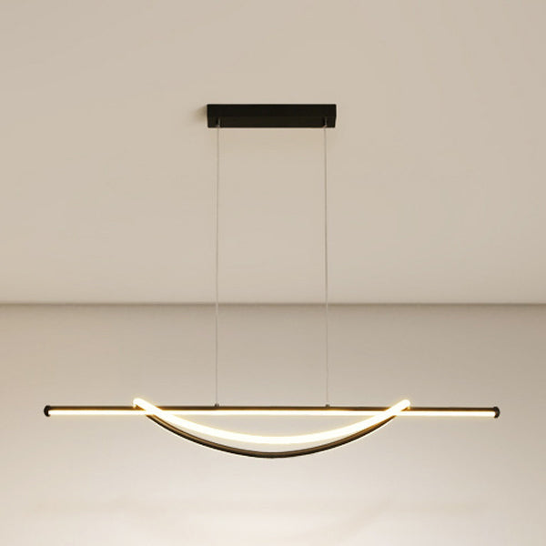 Silicone Aluminum Curved Linear LED Island Chandelier — White Light (5000K) / 110V-120V For US/CA & White
