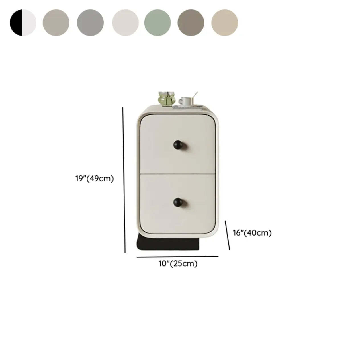 Minimalist Cream Wood 2-Drawer Nightstand — Khaki
