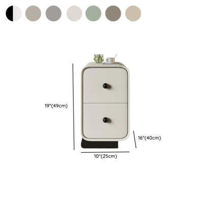 Minimalist Cream Wood 2-Drawer Nightstand — Khaki
