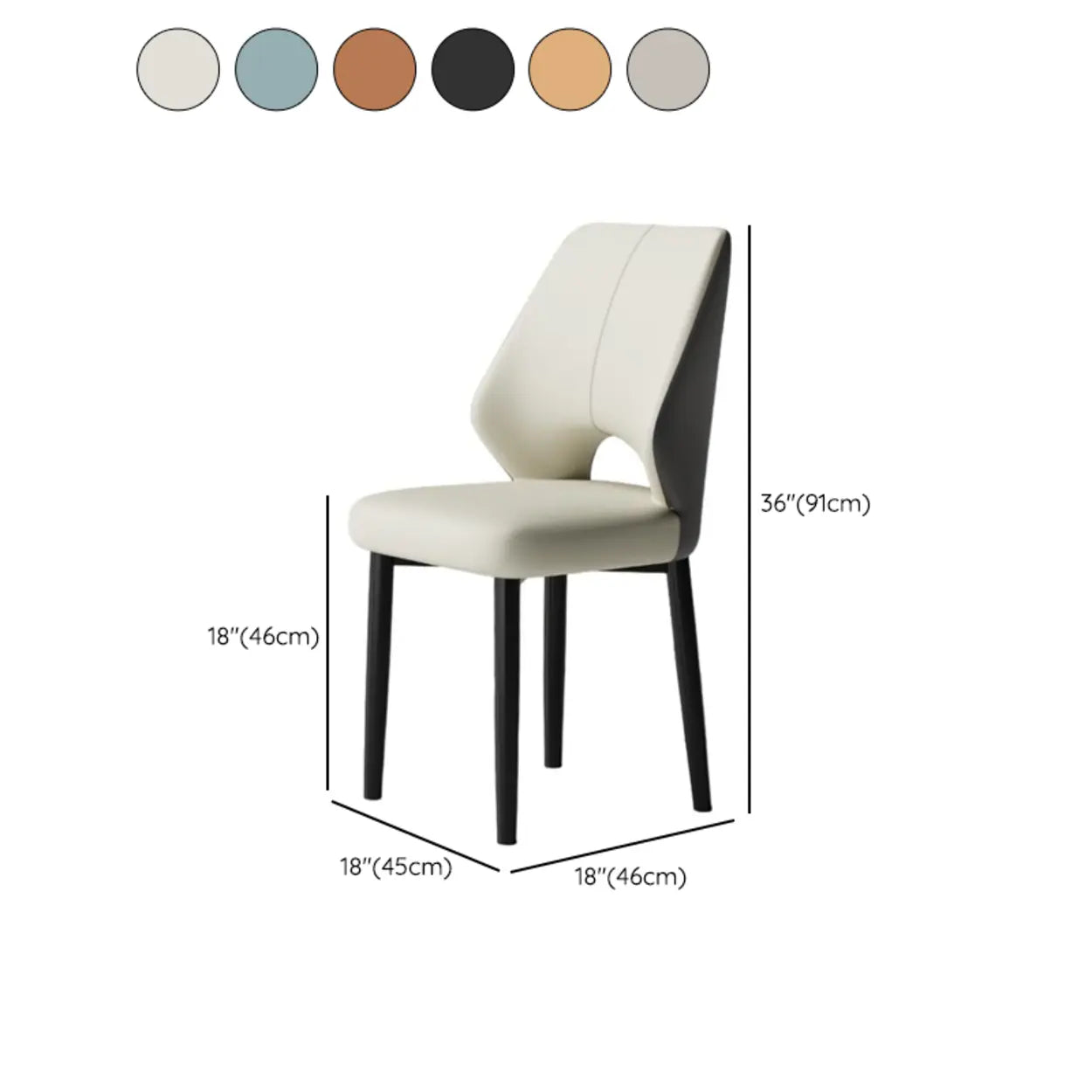 Glam Leather Open-Back Ergonomic Dining Chair