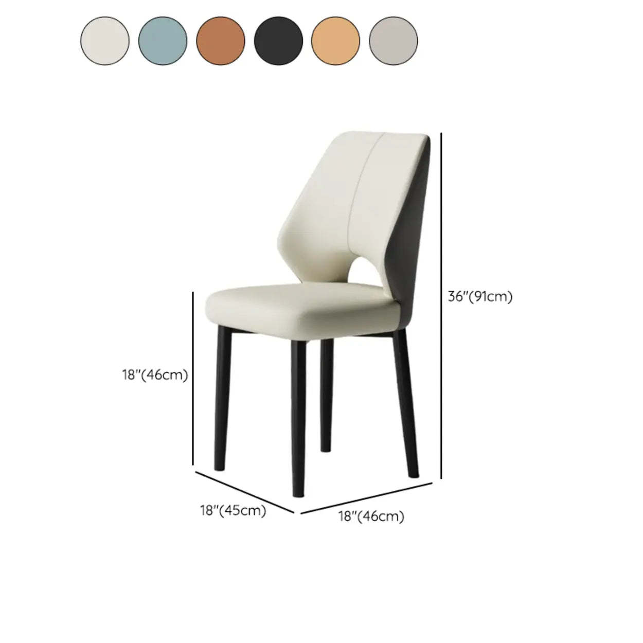 Glam Leather Open-Back Ergonomic Dining Chair