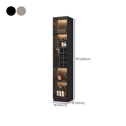 Black Tall Wood Display Wine Cabinet with Lighting