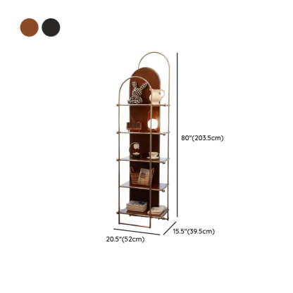 Mid-Century Narrow Corner Stainless Steel Bookshelf