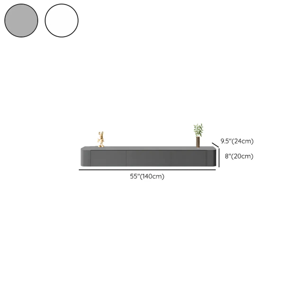 Gray Wood Floating Rectangle TV Stand