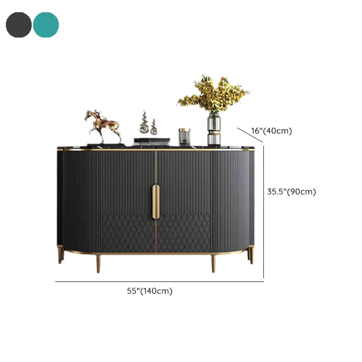 Faux Marble Half Moon Console Table