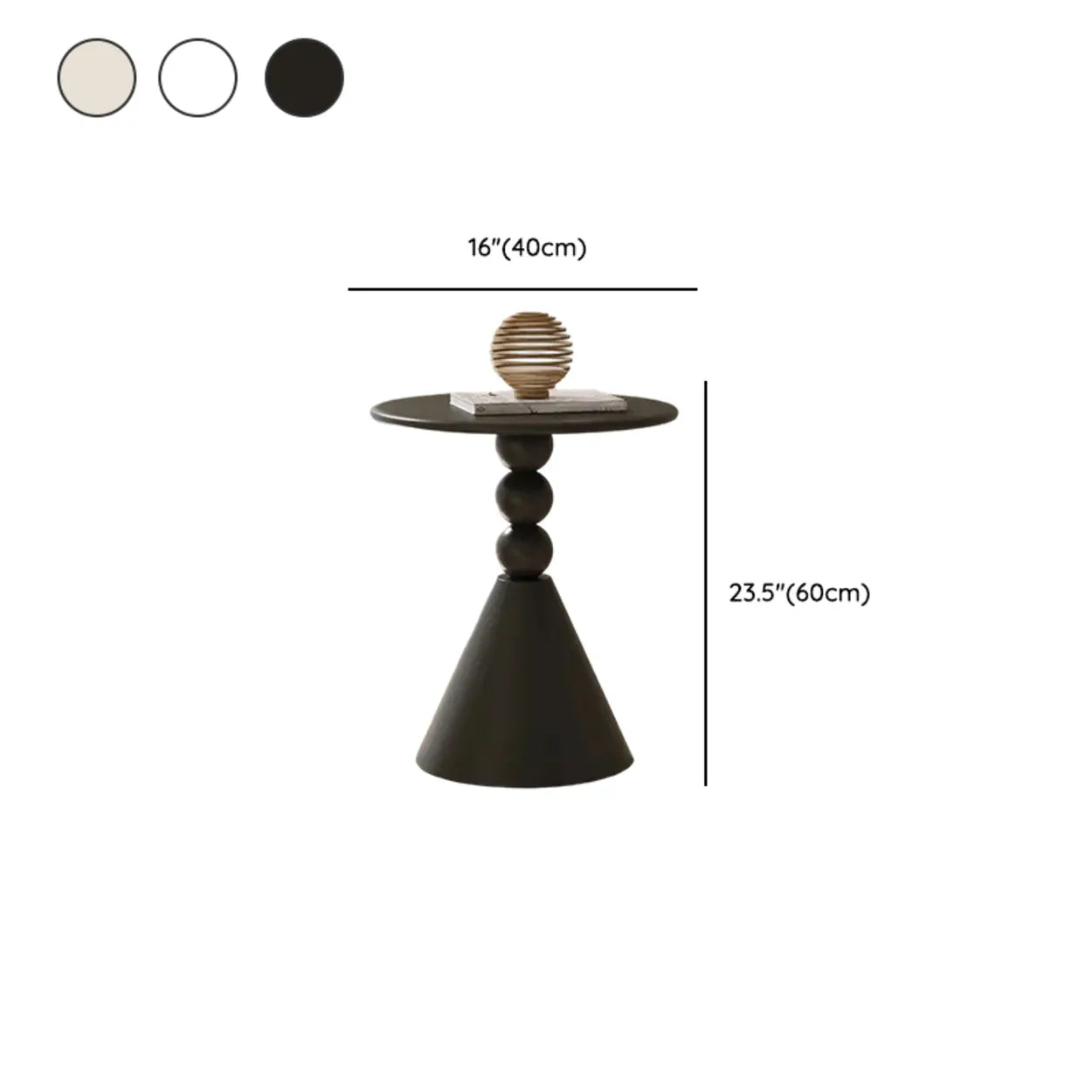 Art Deco Black Round Pedestal Chairside Table