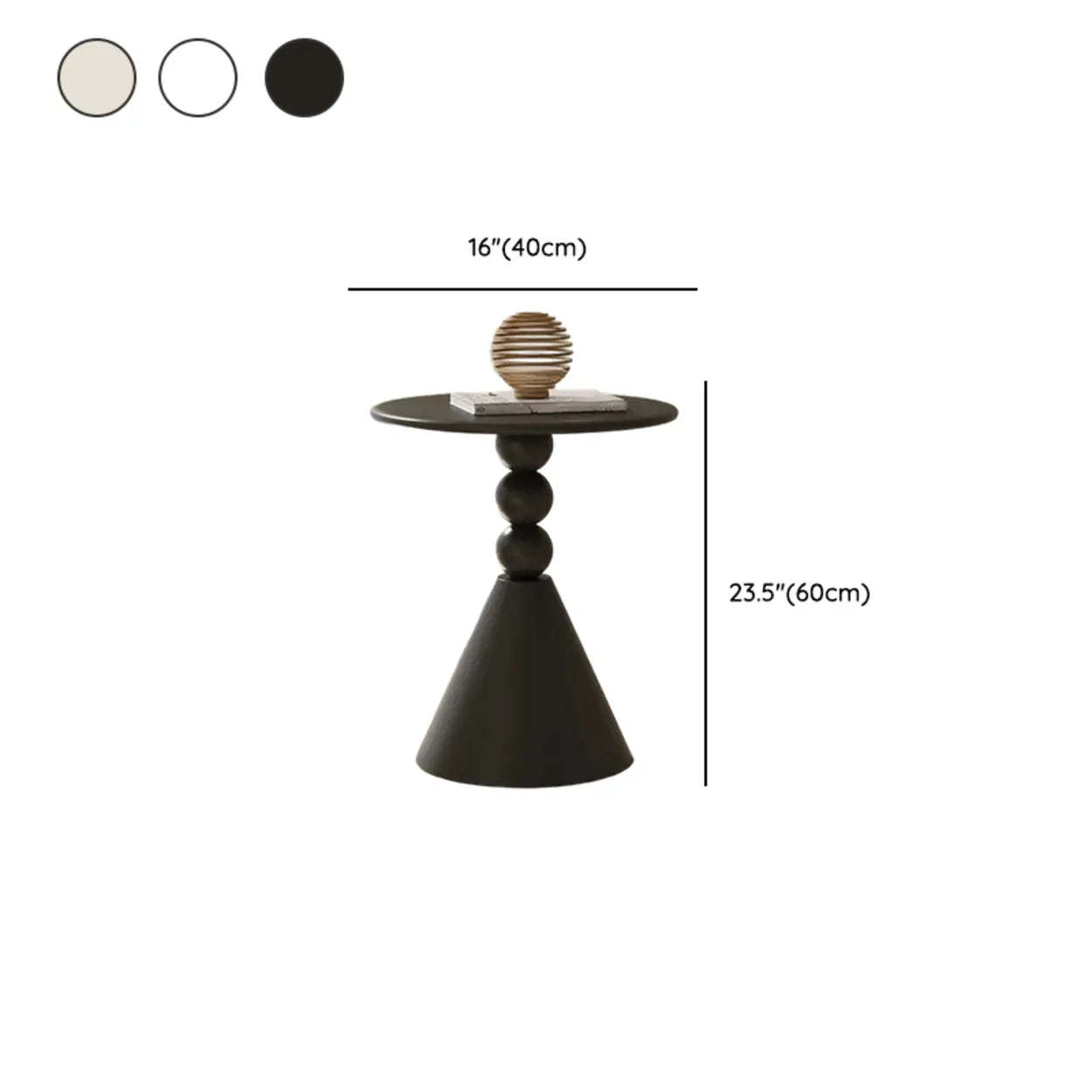 Art Deco Black Round Pedestal Chairside Table