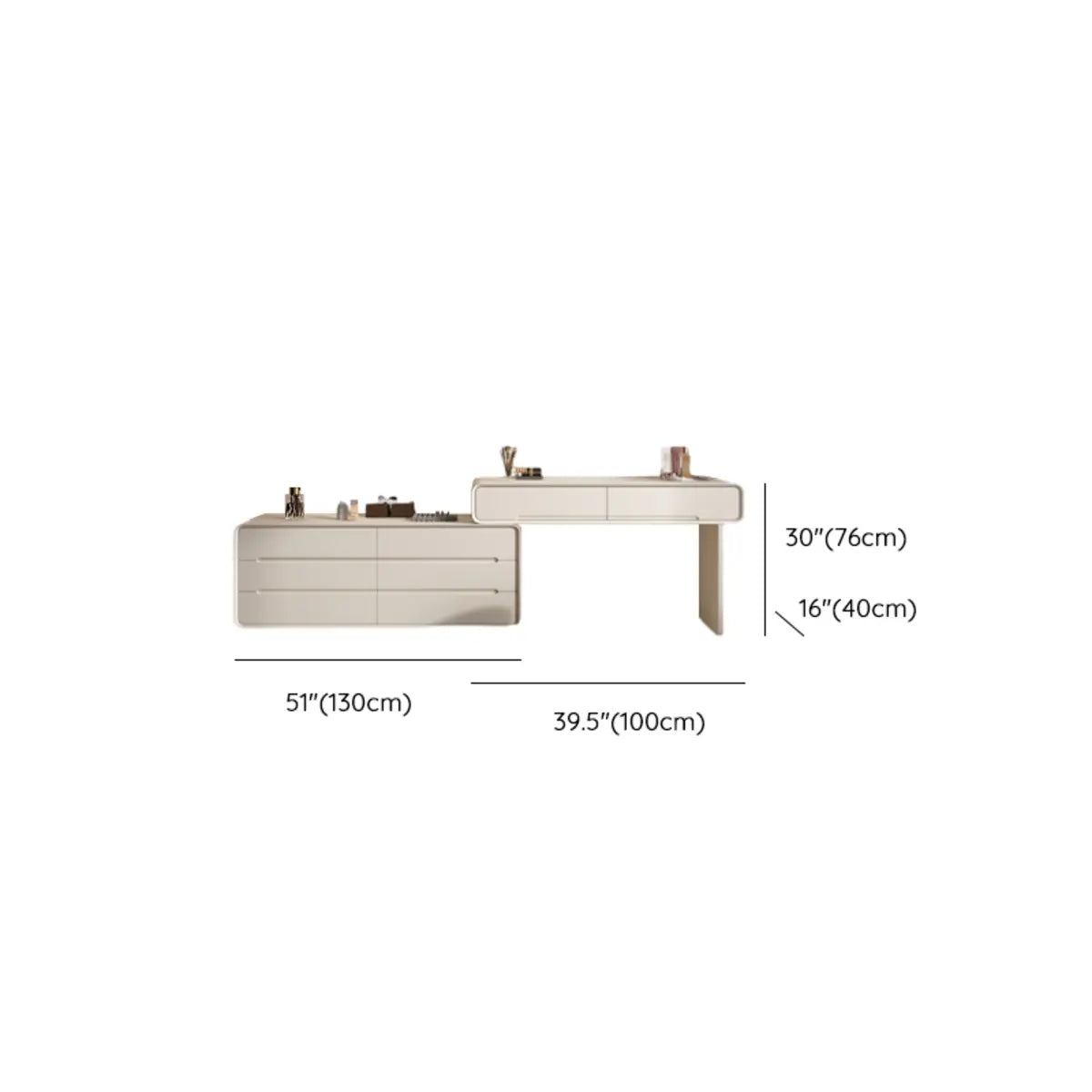 Modern White Scalable Makeup Vanity with Drawers