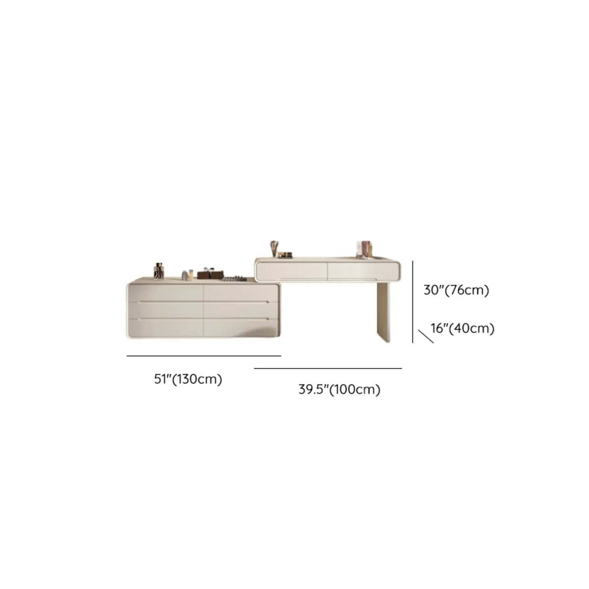 Modern White Scalable Makeup Vanity with Drawers