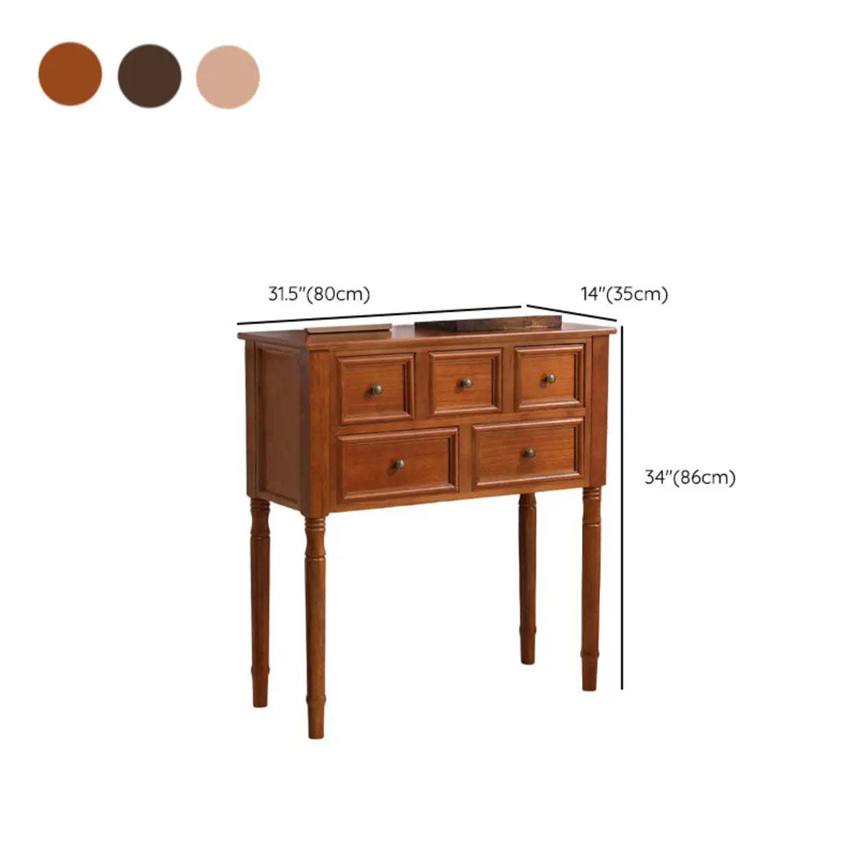 Rectangular Walnut Console Table with Drawers