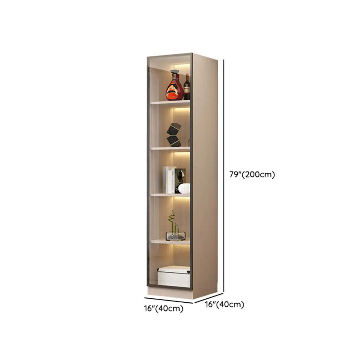 Beige Rectangular Glass Large Display Cabinet
