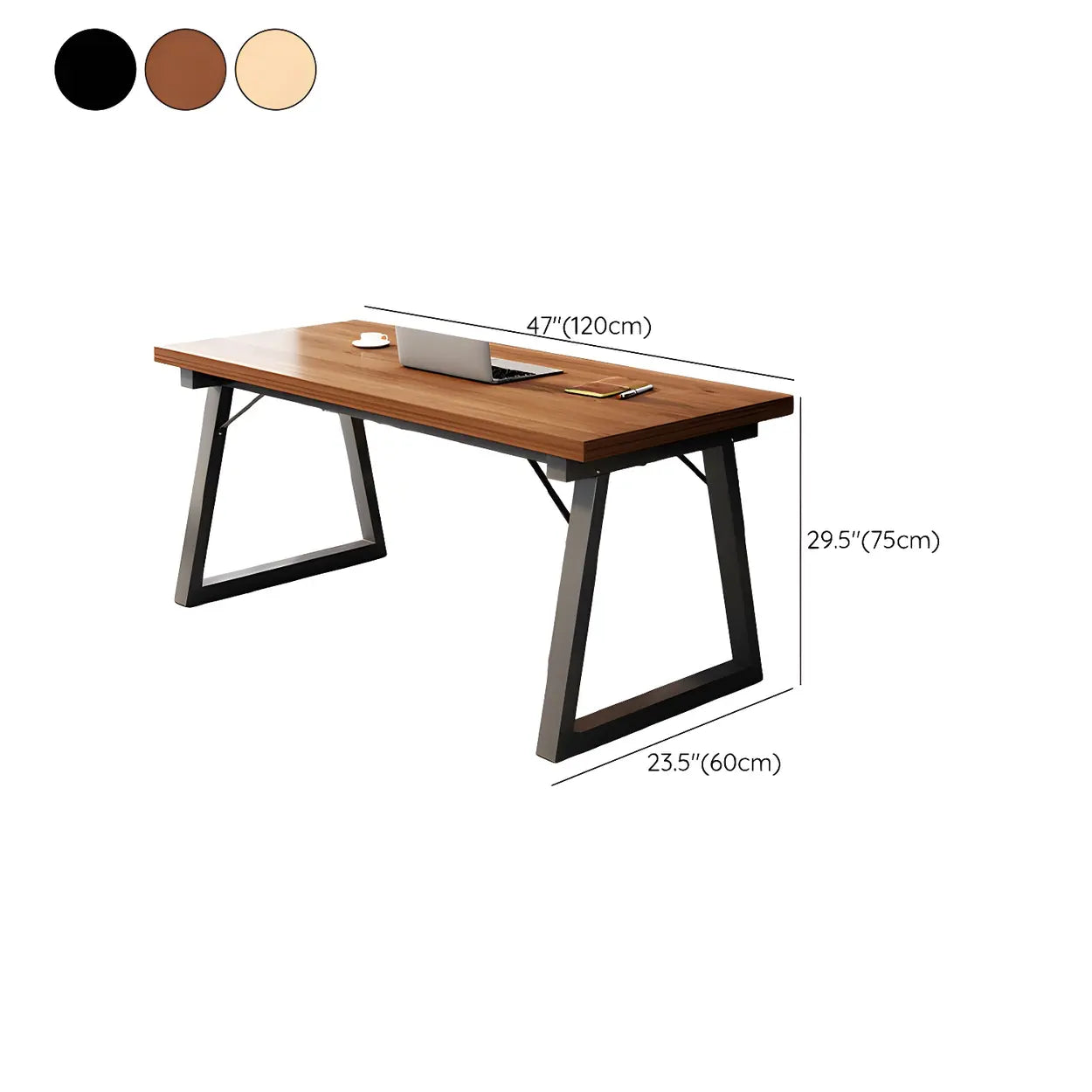 Rectangular Wood Metal-Sled Writing Desk