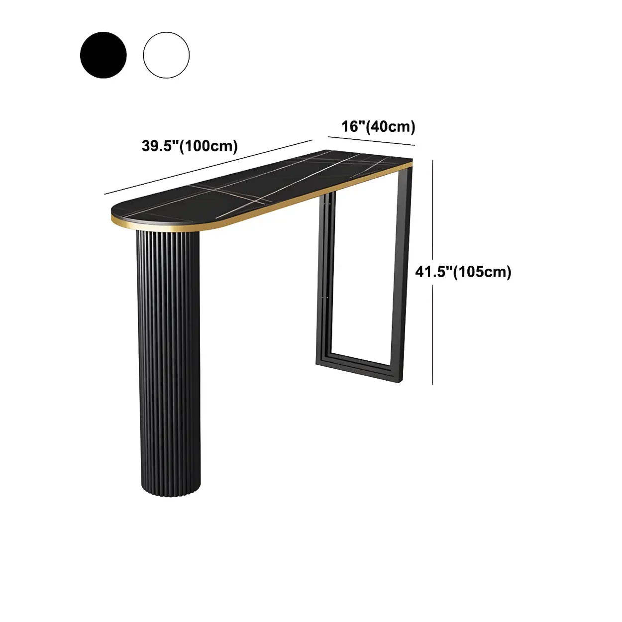 Black Stone Oval Tall Bar Table for Island Dining — Black / Table Only