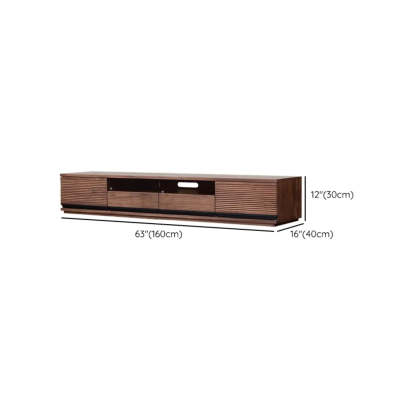 Brown Walnut Wood 2-Tier TV Stand with Drawers