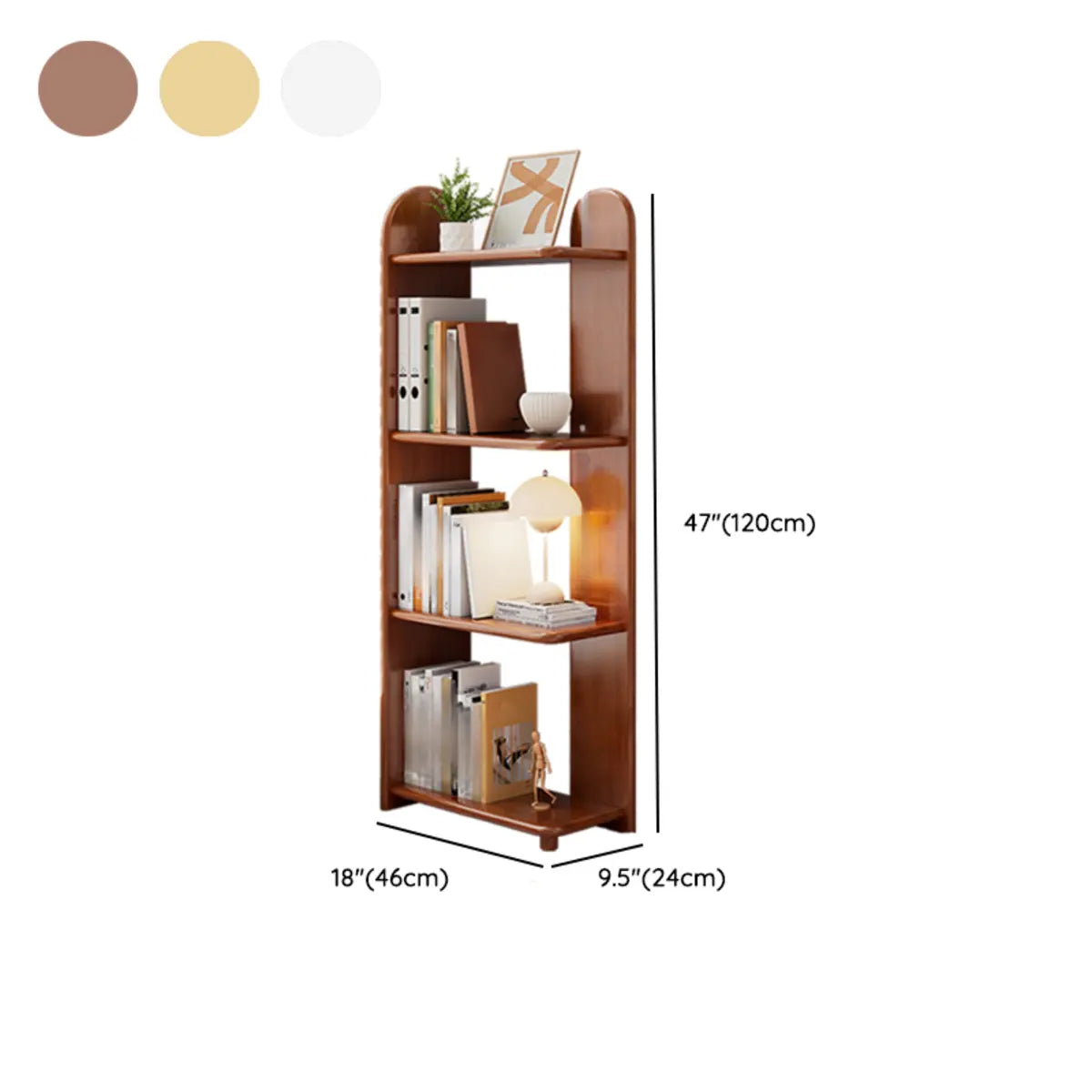 Modern Brown Rubberwood Open-Back Organizer Bookcase