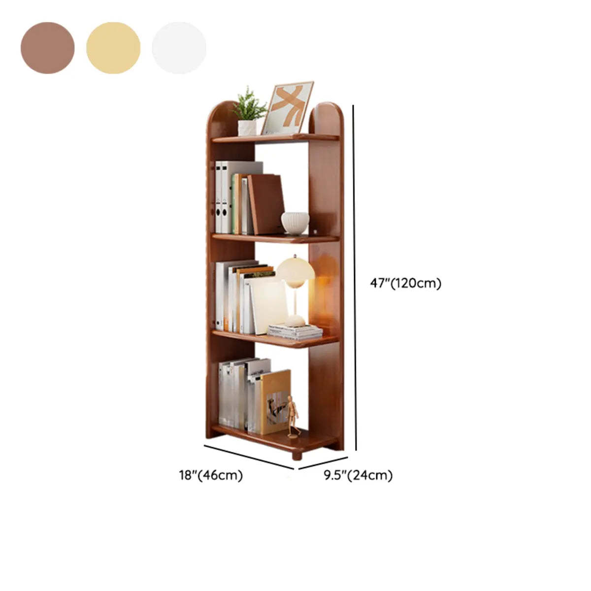 Modern Brown Rubberwood Open-Back Organizer Bookcase