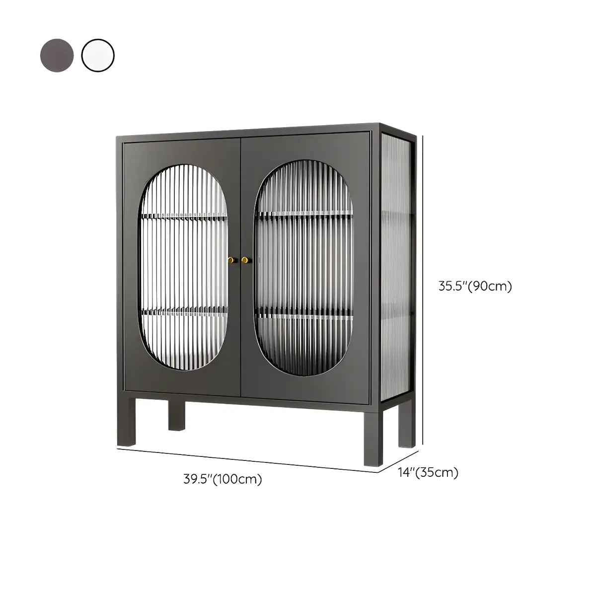 White Metal Cabinet Sideboard with Clear Glass Doors