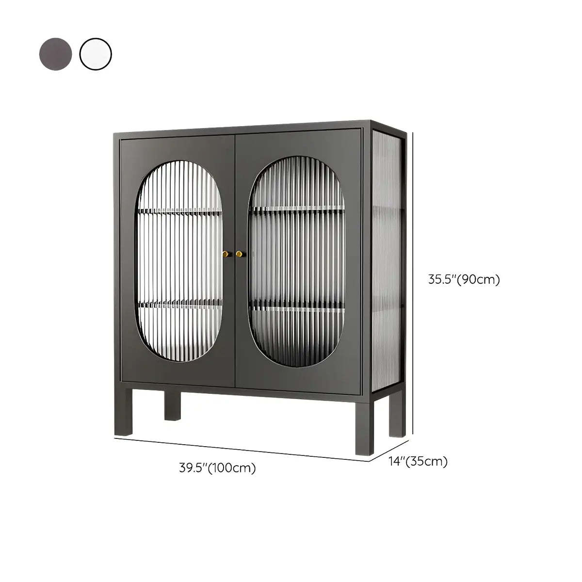White Metal Cabinet Sideboard with Clear Glass Doors