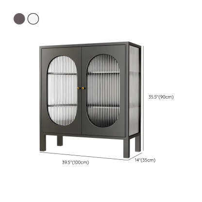 White Metal Cabinet Sideboard with Clear Glass Doors