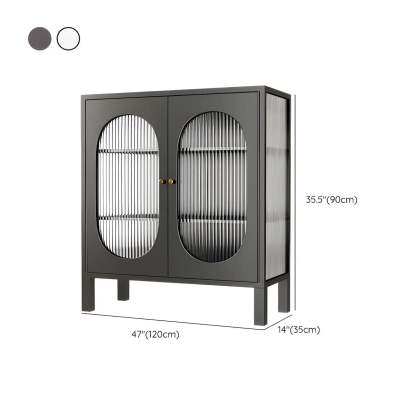 White Metal Cabinet Sideboard with Clear Glass Doors