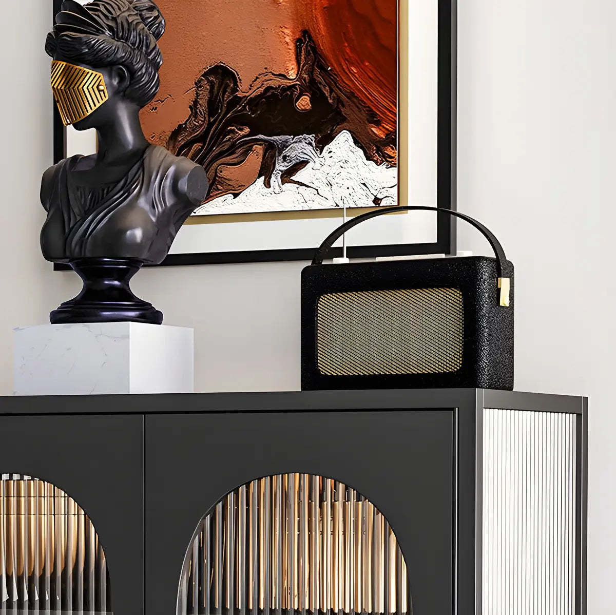 White Metal Cabinet Sideboard with Clear Glass Doors