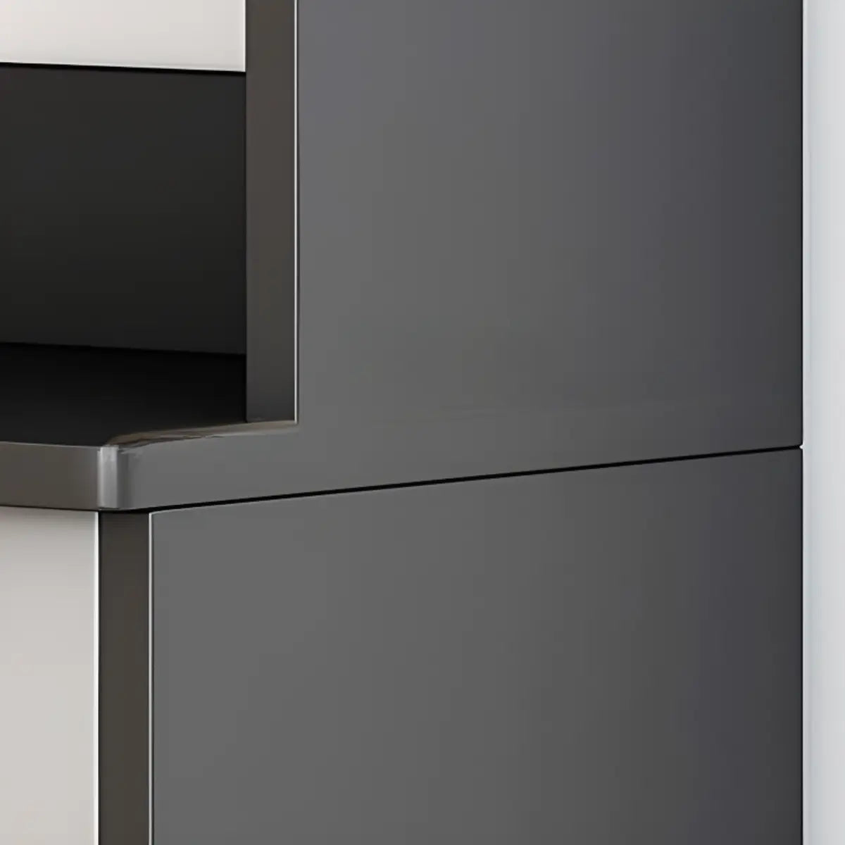 Narrow Gray Wood Cabinet Large Open Buffet — Grey