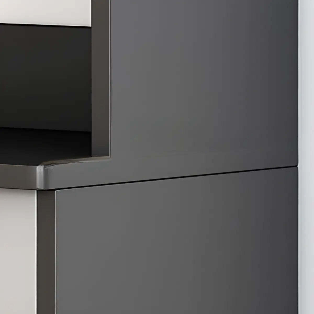 Narrow Gray Wood Cabinet Large Open Buffet — Grey
