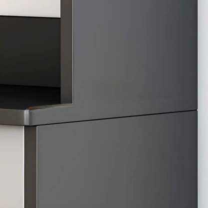 Narrow Gray Wood Cabinet Large Open Buffet — Grey