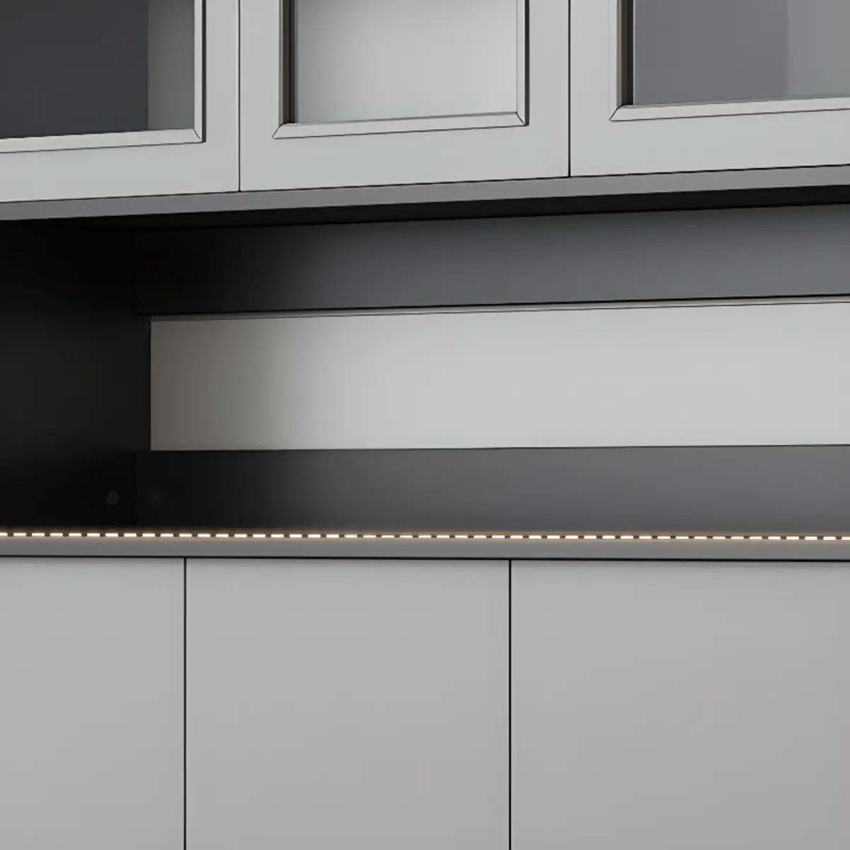 Narrow Gray Wood Cabinet Large Open Buffet