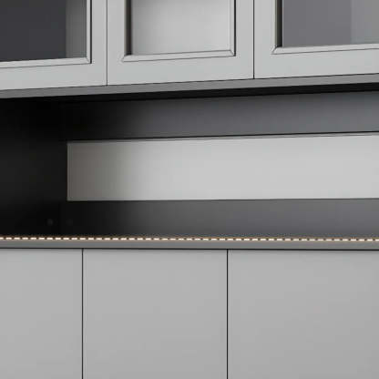 Narrow Gray Wood Cabinet Large Open Buffet