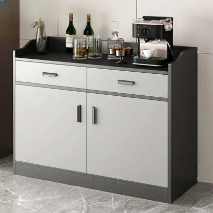 Narrow Gray Wood Cabinet Large Open Buffet