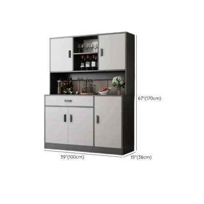 Narrow Gray Wood Cabinet Large Open Buffet