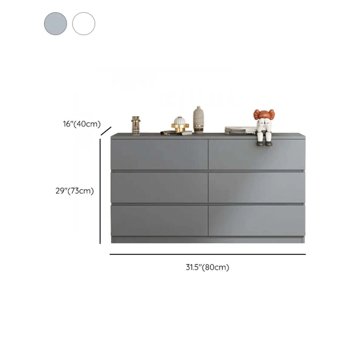White Wood Soft-Close Drawer Entry Dresser — 8 / Grey