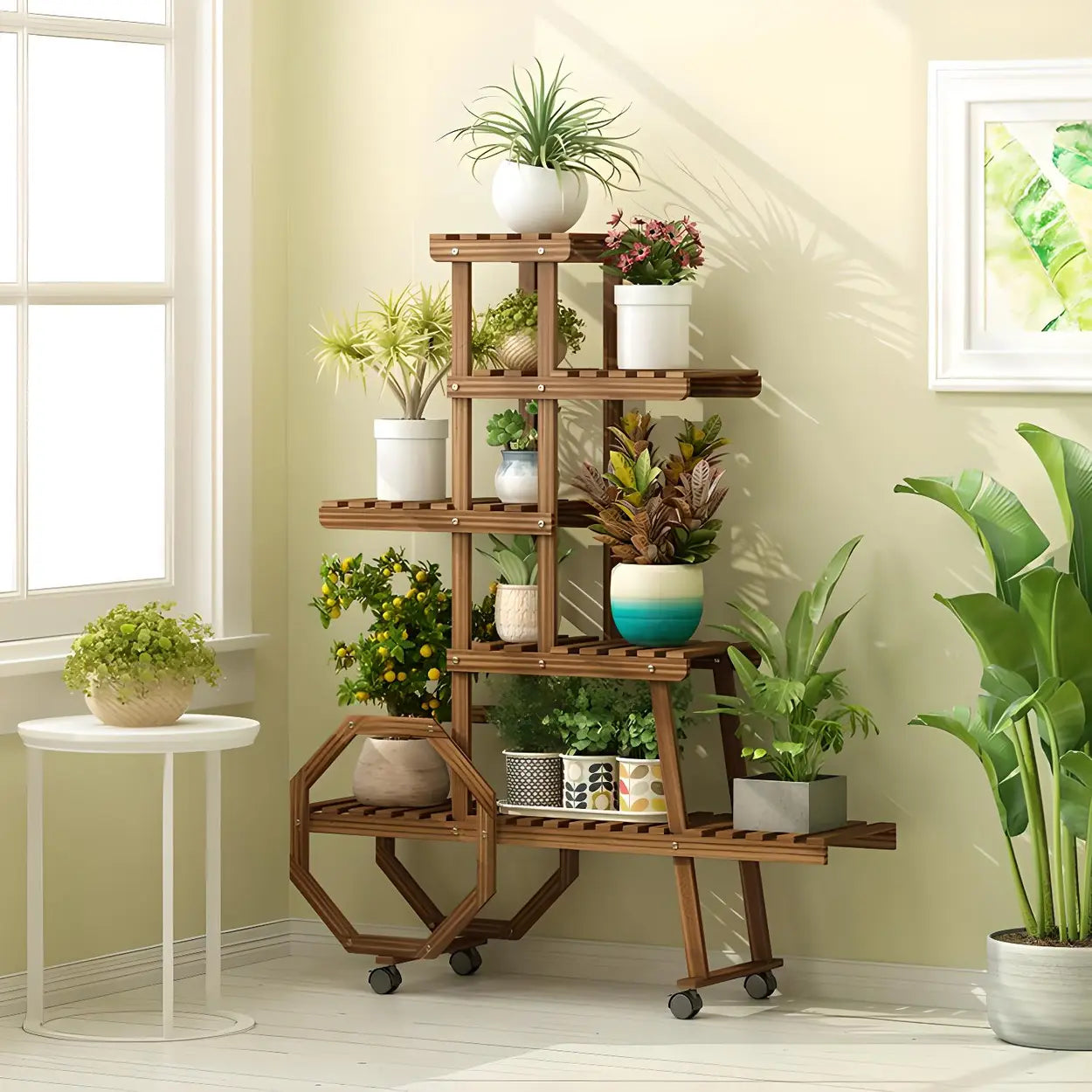 Car-Shape Multi-Tier Wood Indoor Plant Stand