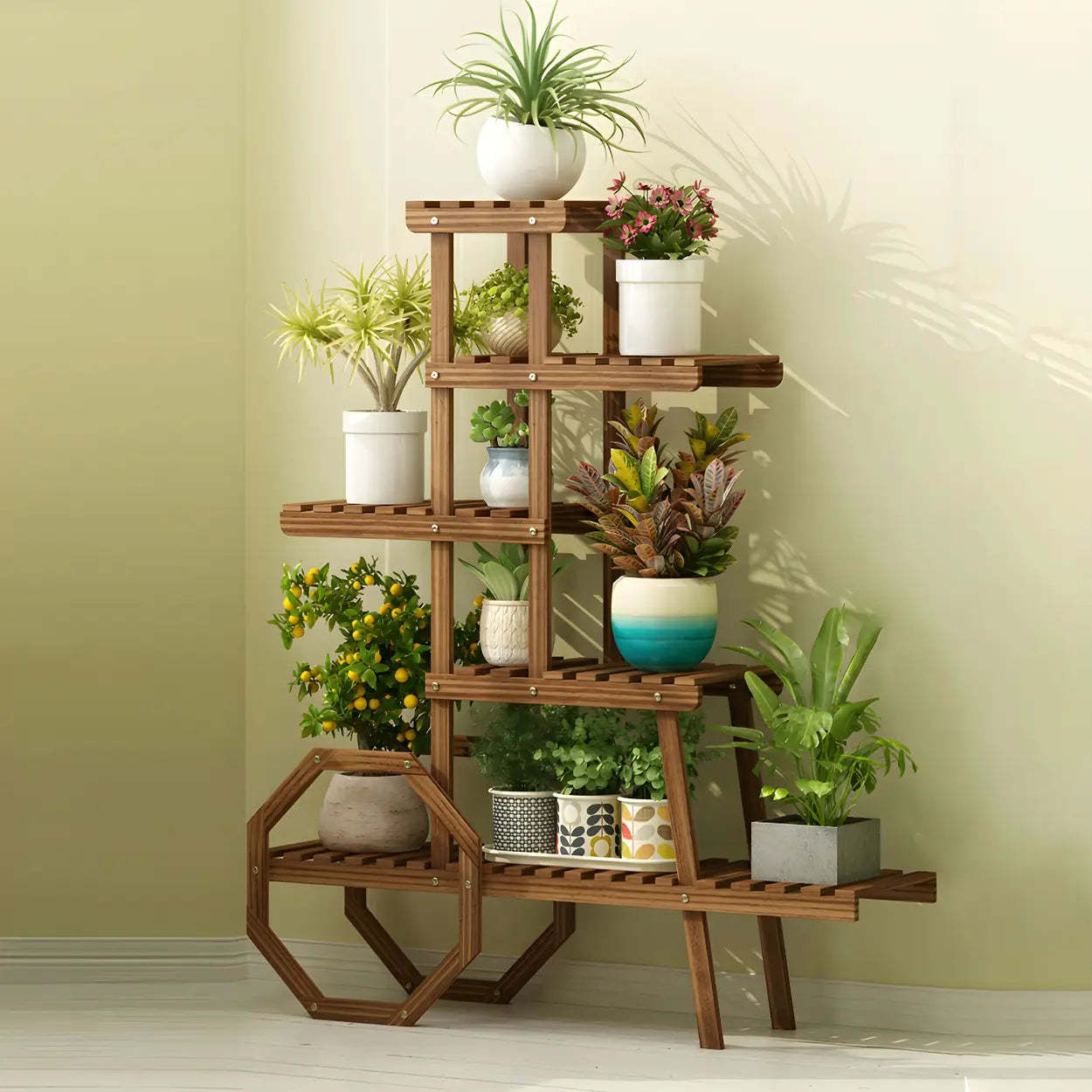 Car-Shape Multi-Tier Wood Indoor Plant Stand