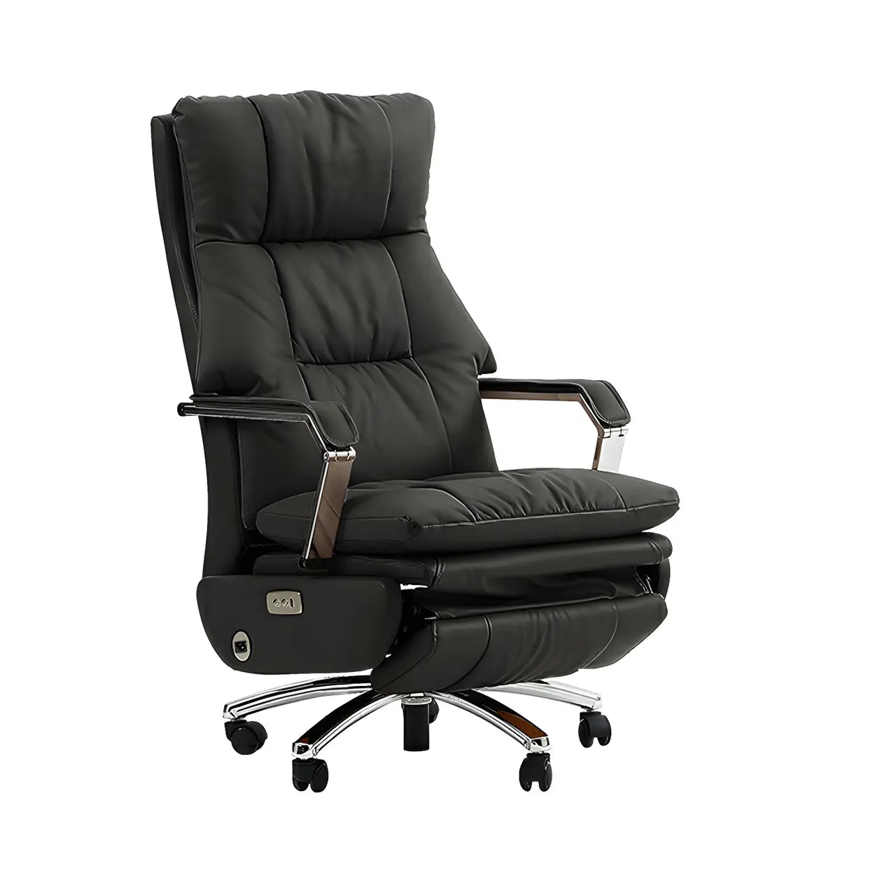 Orange Reclining Leather Swivel Office Chair with Casters — Black / Massage / Genuine Leather