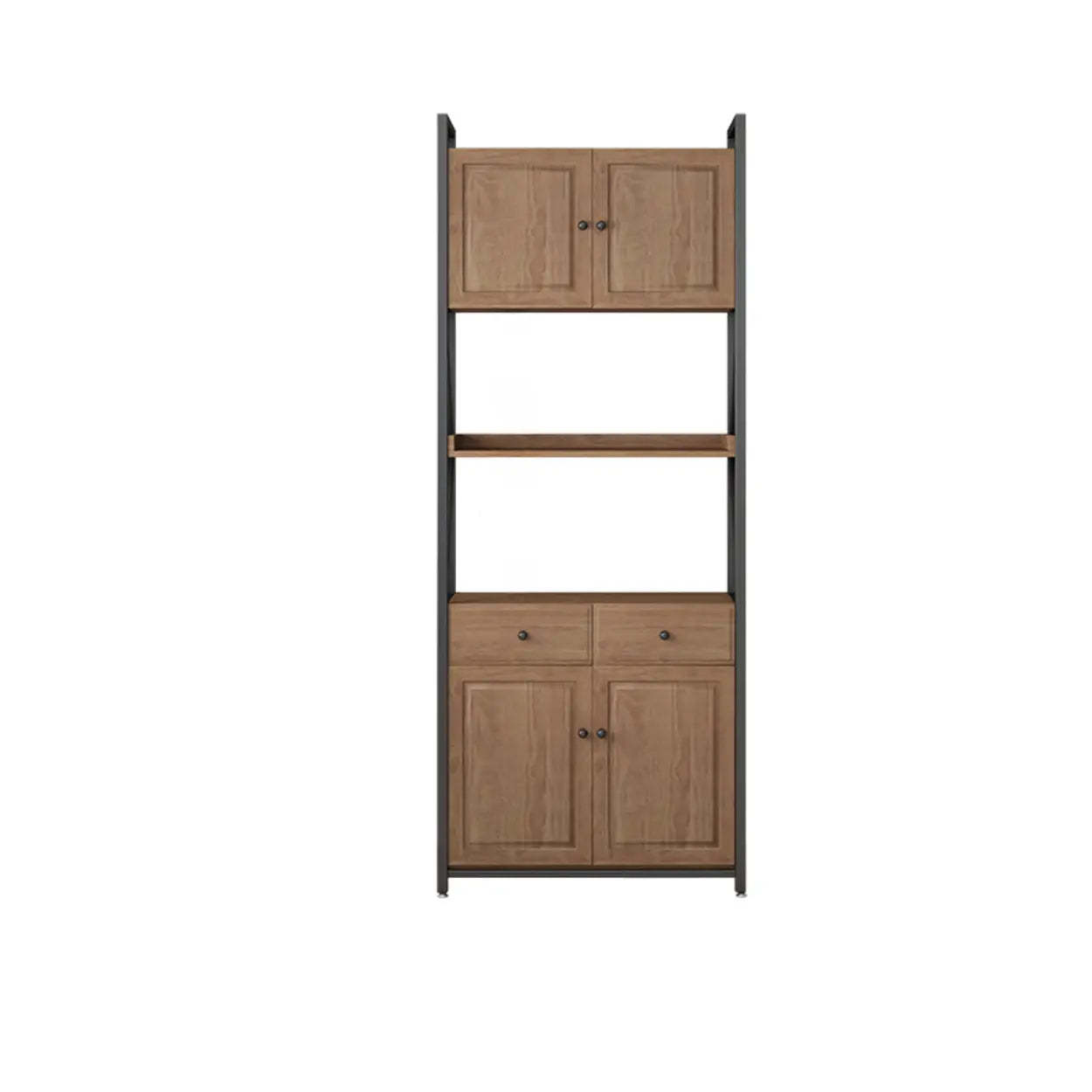 Casual Auburn Metal Frame Wood Bookshelf