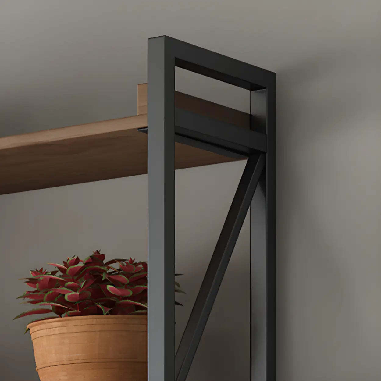 Casual Auburn Metal Frame Wood Bookshelf — 2 / 2