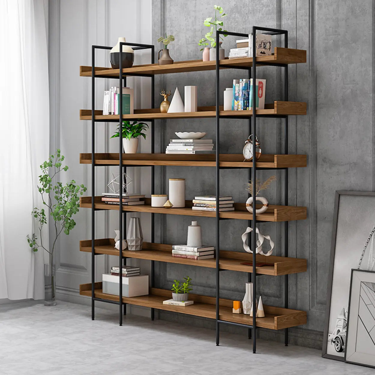 Brown Wood Open Display Bookshelf