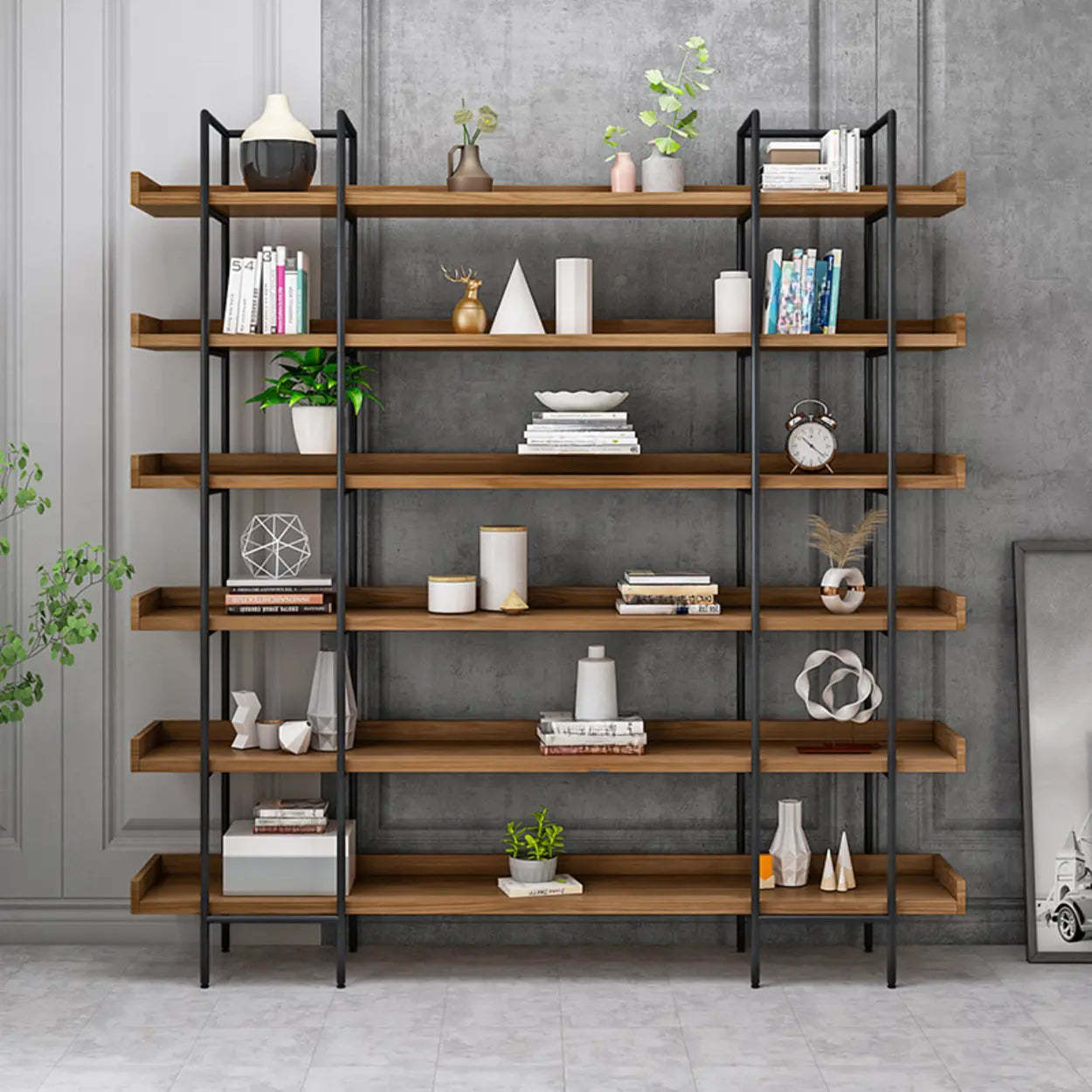 Brown Wood Open Display Bookshelf
