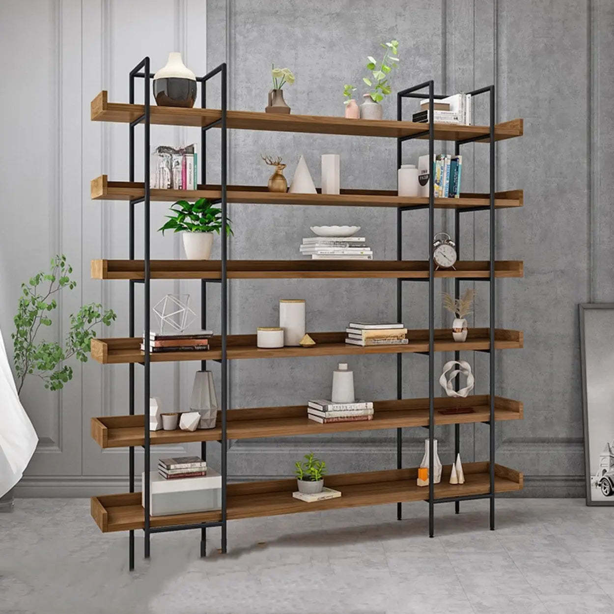 Brown Wood Open Display Bookshelf
