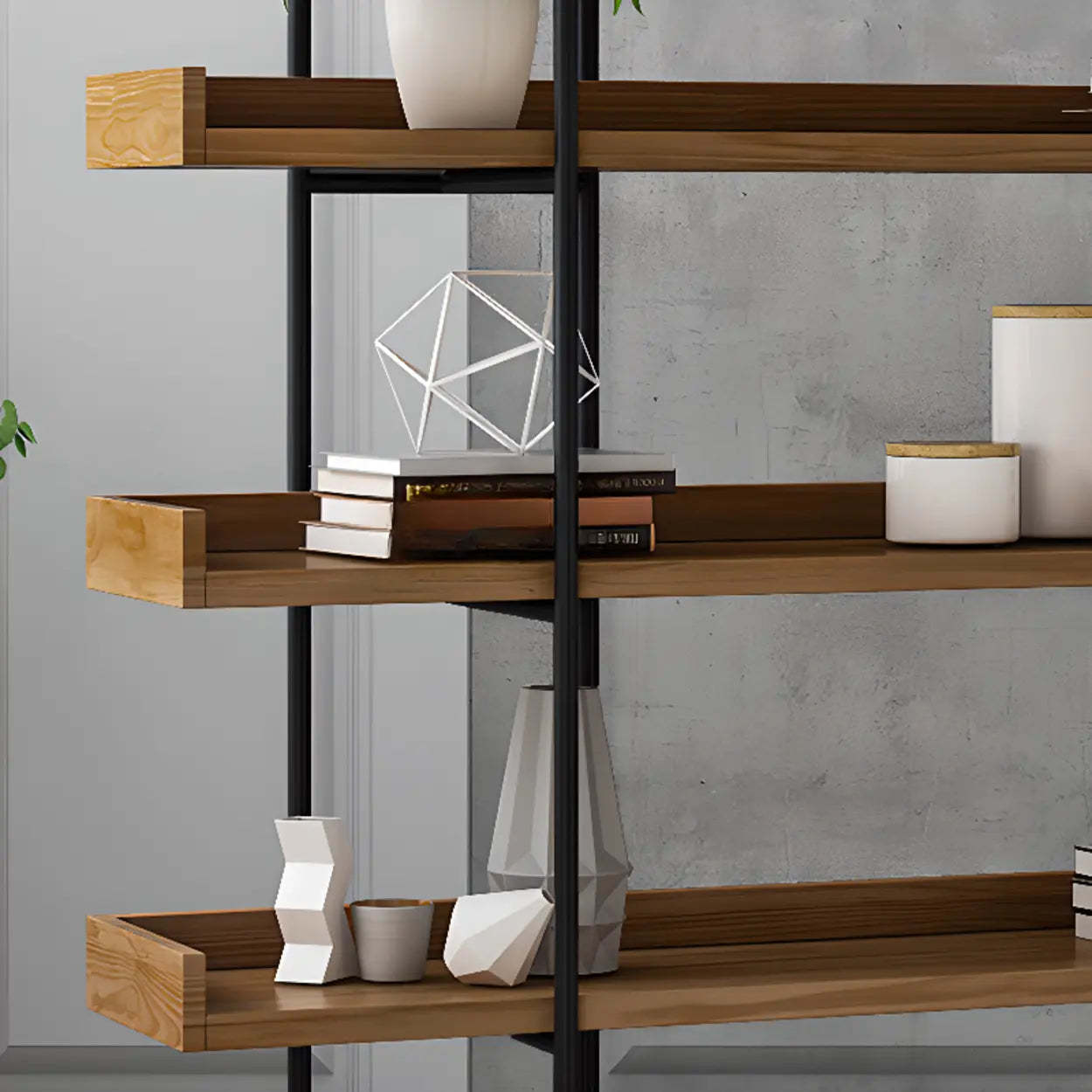 Brown Wood Open Display Bookshelf